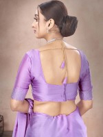 Lavender Satin Chiffon Saree